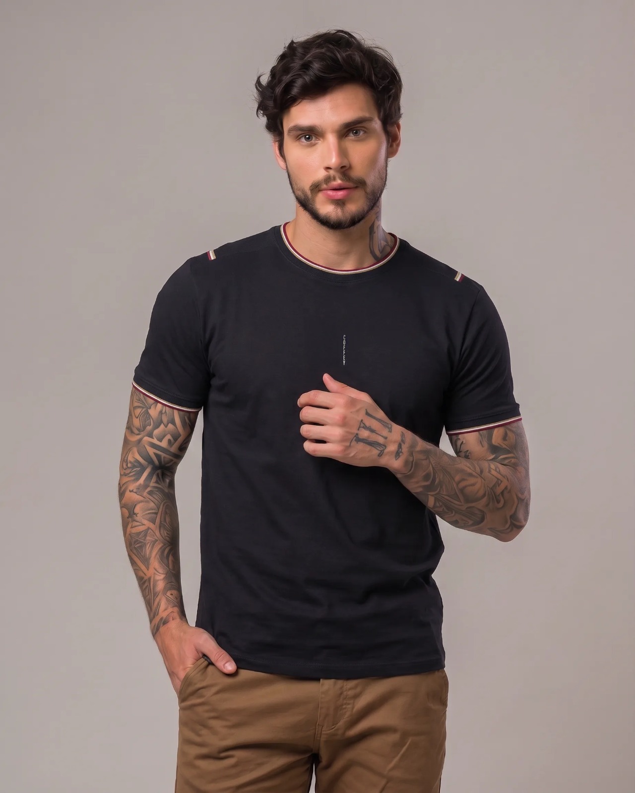 CAMISA COFFEY COM RETILINIA OMBRO