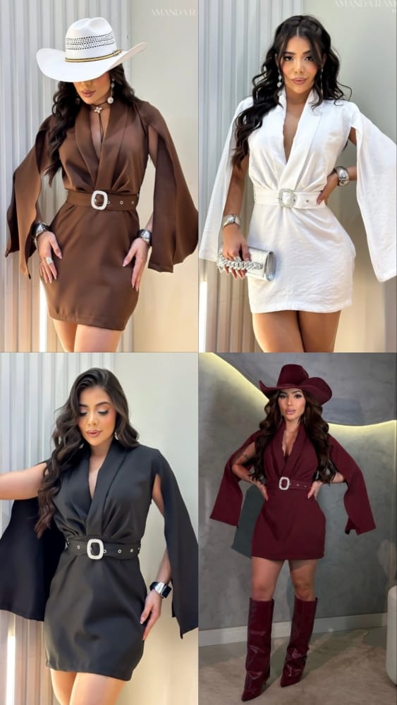 vestido alfaiataria cinto